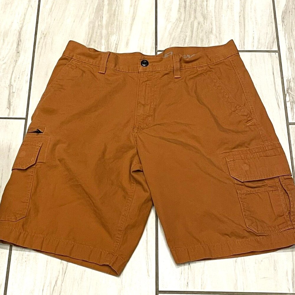 Eddie Bauer Shorts Men's 35 Orange Cargo Workwear Pockets Hiking Button